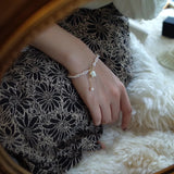 Freshwater Pearl Bracelet 14K Filled Jewelry Lily Valley Pendant Double Layer