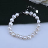 Freshwater Pearl Bracelet 8-9mm S925 Sterling Silver Buckle Women's Bracelet