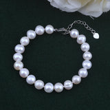 Freshwater Pearl Bracelet 8-9mm S925 Sterling Silver Buckle Women's Bracelet