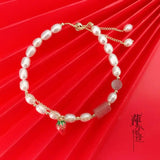 Freshwater Pearl Bracelet Ruby Stone Fine Jewelry