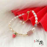Freshwater Pearl Bracelet Ruby Stone Fine Jewelry