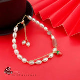 Freshwater Pearl Bracelet Ruby Stone Fine Jewelry