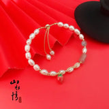 Freshwater Pearl Bracelet Ruby Stone Fine Jewelry