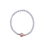 Freshwater Pearl Bracelet Elastic String Hand String Rice Bead Round Pearl