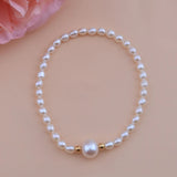 Freshwater Pearl Bracelet Elastic String Hand String Rice Bead Round Pearl