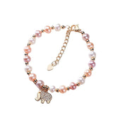 Freshwater Pearl Bracelet 14K Gold-Plated Colorful Beads Elephant Jewelry