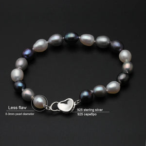 Real Pearl Bracelet, 925 Silver Charms, Christmas Gift
