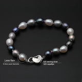 Real Pearl Bracelet, 925 Silver Charms, Christmas Gift