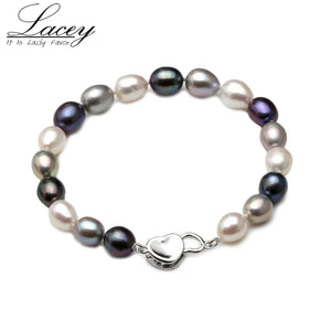 Real Pearl Bracelet, 925 Silver Charms, Christmas Gift