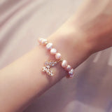 Freshwater Pearl Bracelet Crystal Butterfly Charm Beads Bridal Gift