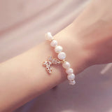 Freshwater Pearl Bracelet Crystal Butterfly Charm Beads Bridal Gift