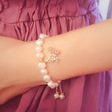 Freshwater Pearl Bracelet Crystal Butterfly Charm Beads Bridal Gift