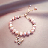 Freshwater Pearl Bracelet Crystal Butterfly Charm Beads Bridal Gift