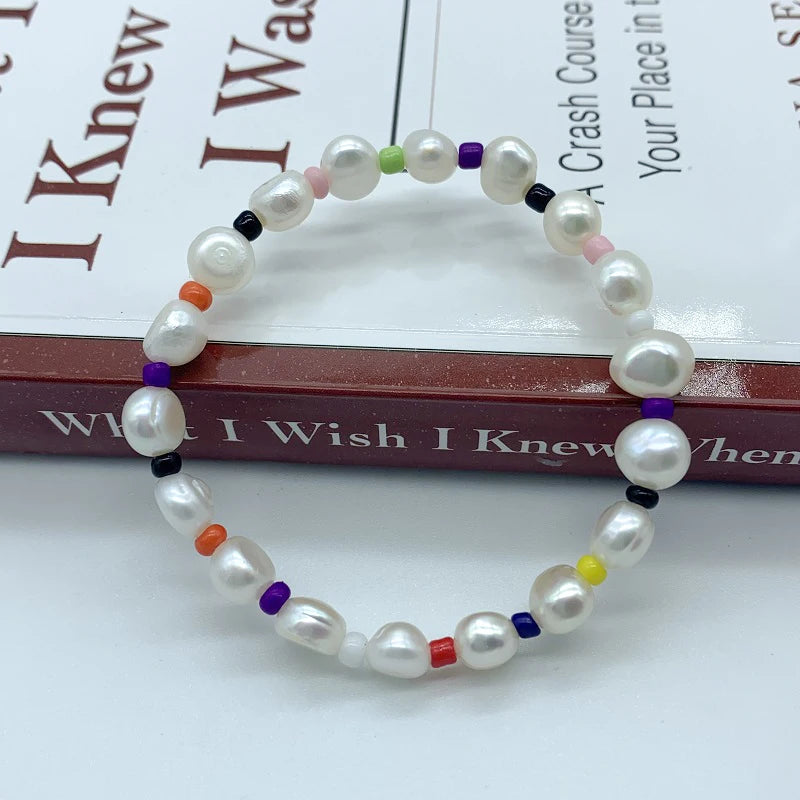 Freshwater Pearl Elastic Charm Bracelet