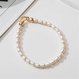 Natural Freshwater Pearl Bracelet 18K Planted Buckle Elastic