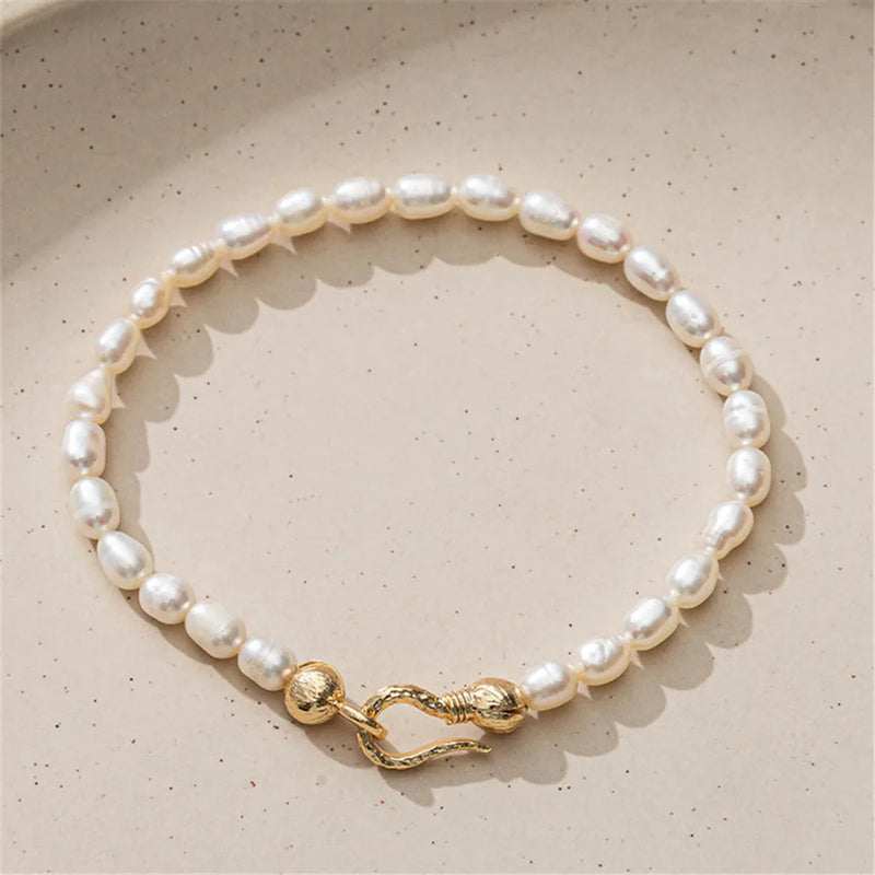 Freshwater Pearl Bracelet 18K Plated Elastic Jewelry