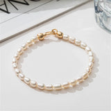 Natural Freshwater Pearl Bracelet 18K Planted Buckle Elastic