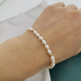 Freshwater Pearl Bracelet 14K Filled Chain Adjustable Boho Hand Jewelry Tiny