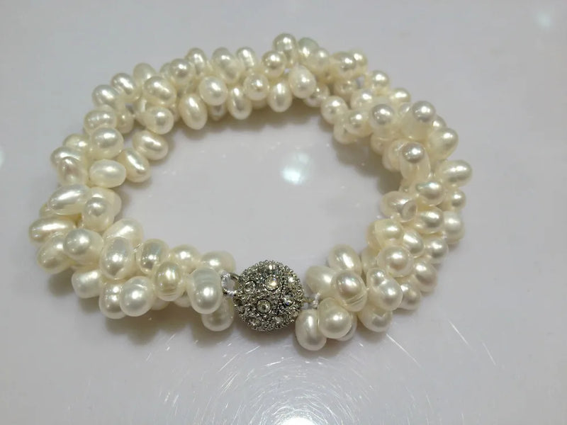 Freshwater Pearl Bracelet Twist Multilayer Magnet Clasp