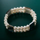 Freshwater Pearl Bracelet Colored Abalone Beads Stretch Adjustable