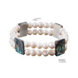 Freshwater Pearl Bracelet Colored Abalone Beads Stretch Adjustable