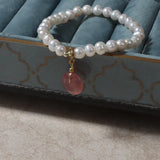 Freshwater Pearl Bracelet for Women Strawberry Quartz Charms Pendant