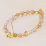 Pink Crystal Flower Freshwater Pearl Bracelet for Women
