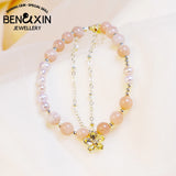 Pink Crystal Flower Freshwater Pearl Bracelet for Women