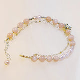 Pink Crystal Flower Freshwater Pearl Bracelet for Women