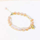 Pink Crystal Flower Freshwater Pearl Bracelet for Women