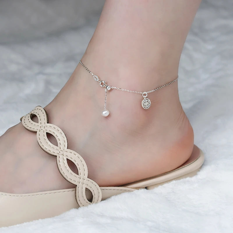 Freshwater Pearl Charm Anklet Foot Bracelet for Girls