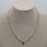 Freshwater Pearl Choker Necklace with Heart Pendant