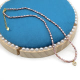 Freshwater Pearl Choker Necklace with Heart Pendant
