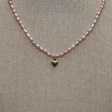Freshwater Pearl Choker Necklace with Heart Pendant
