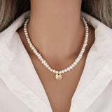Baroque Pearl Choker Stainless Steel Necklace