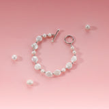 Freshwater Pearl Beaded Bracelet with Sterling Silver Closure