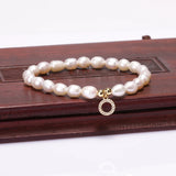 Freshwater Pearl Copper Rainbow CZ Pendant Charms Bangle Bracelet