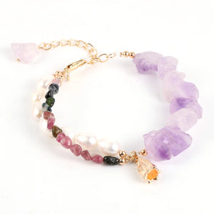Freshwater Pearl & Crystal Tourmaline Bead Charm Bracelet