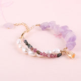 Freshwater Pearl & Crystal Tourmaline Bead Charm Bracelet