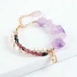 Freshwater Pearl & Crystal Tourmaline Bead Charm Bracelet
