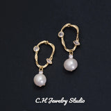 Freshwater Pearl Drop Earrings 925 Sterling Silver for Women