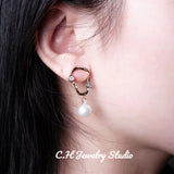 Freshwater Pearl Drop Earrings 925 Sterling Silver for Women