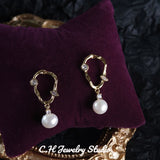 Freshwater Pearl Drop Earrings 925 Sterling Silver for Women