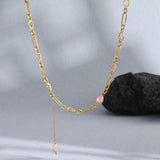 Freshwater Pearl Drop Necklace Stainless Steel Clavicle Chain 18K Plated