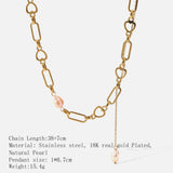 Freshwater Pearl Drop Necklace Stainless Steel Clavicle Chain 18K Plated