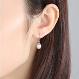 Natural Freshwater Pearl Ear Hook Earrings 925 Sterling Silver Classic Jewelry