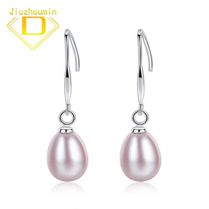 Natural Freshwater Pearl Ear Hook Earrings 925 Sterling Silver Classic Jewelry
