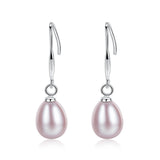 Natural Freshwater Pearl Ear Hook Earrings 925 Sterling Silver Classic Jewelry