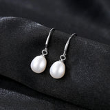 Natural Freshwater Pearl Ear Hook Earrings 925 Sterling Silver Classic Jewelry