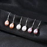 Natural Freshwater Pearl Ear Hook Earrings 925 Sterling Silver Classic Jewelry